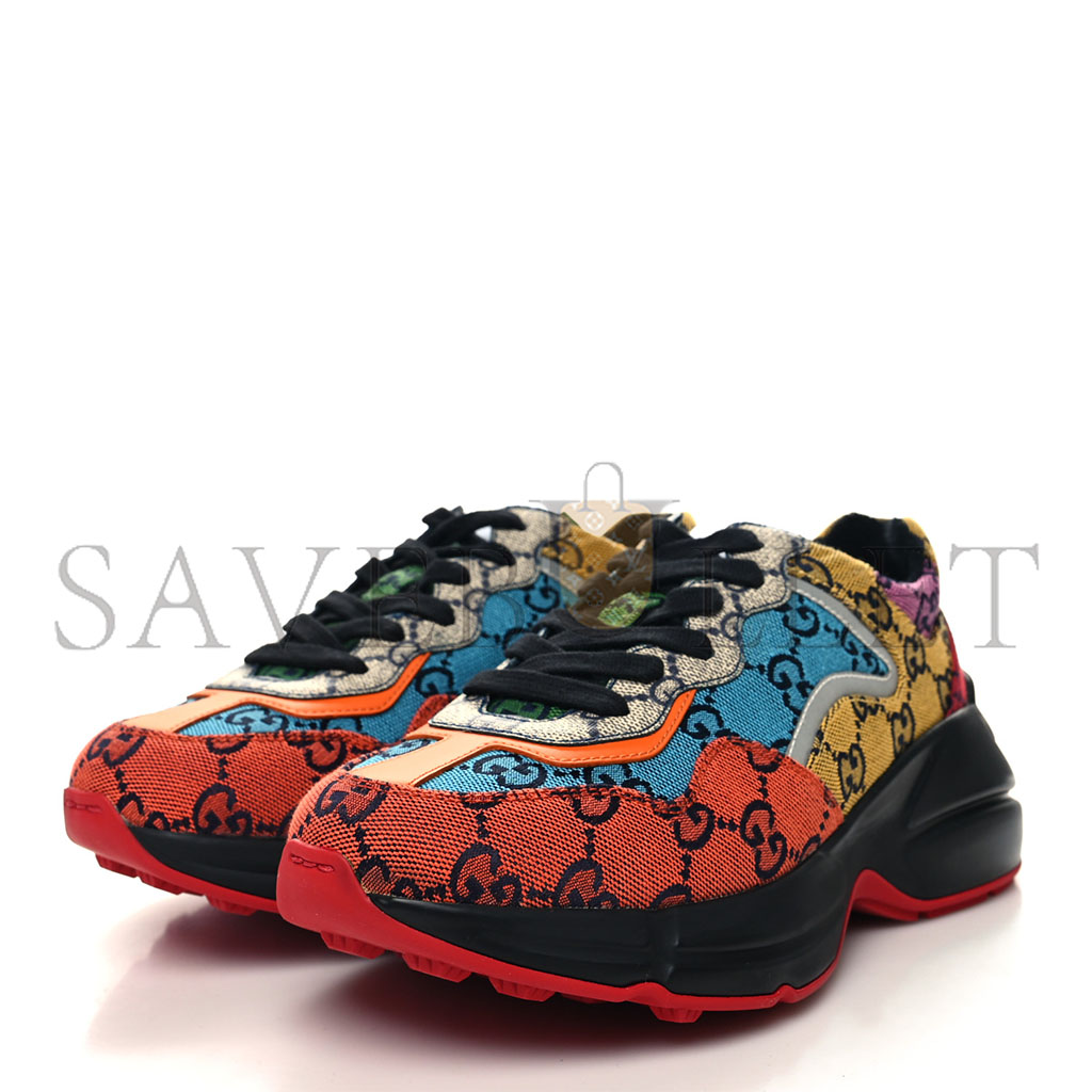 GUCCI MONOGRAM MULTICOLOR GG SUPREME MONOGRAM WOMENS RHYTON SNEAKERS 